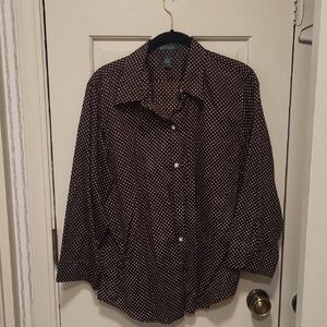 Ralph Lauren Chocolate and Cream Polka Dot Blouse